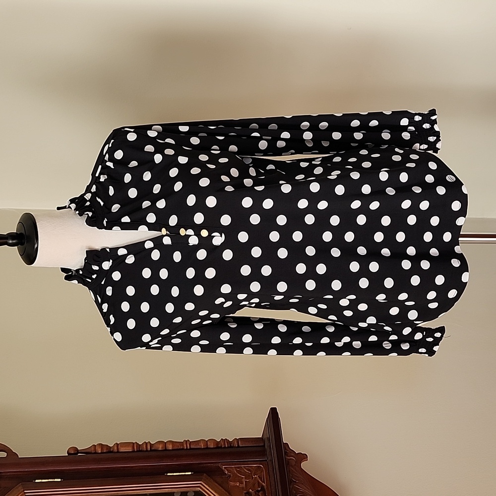 Anne Klein polka dot blouse, S